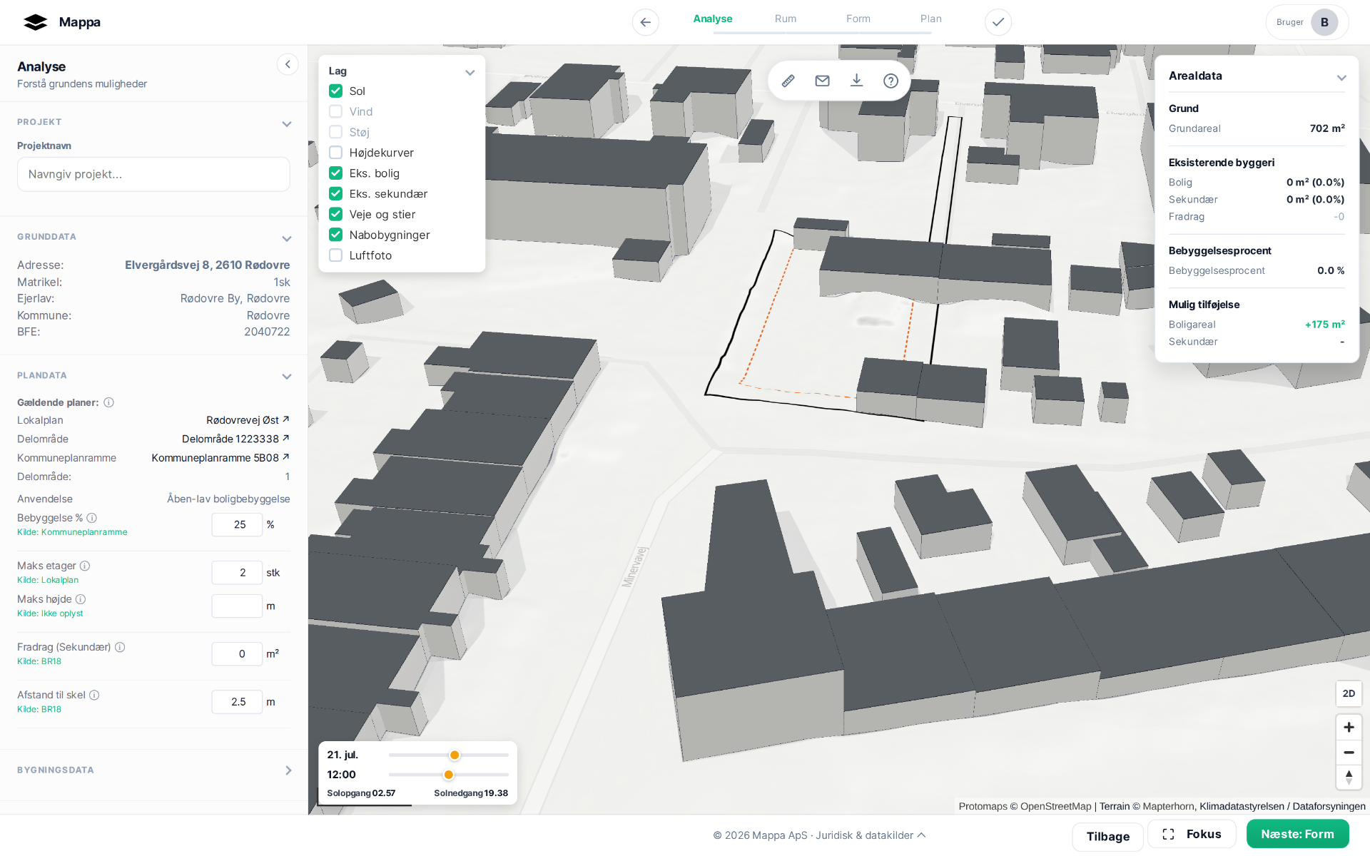 Mappa 3D-visning på Elvergårdsvej 8, Rødovre — nabobygninger i 3D, matrikel og byggefelt