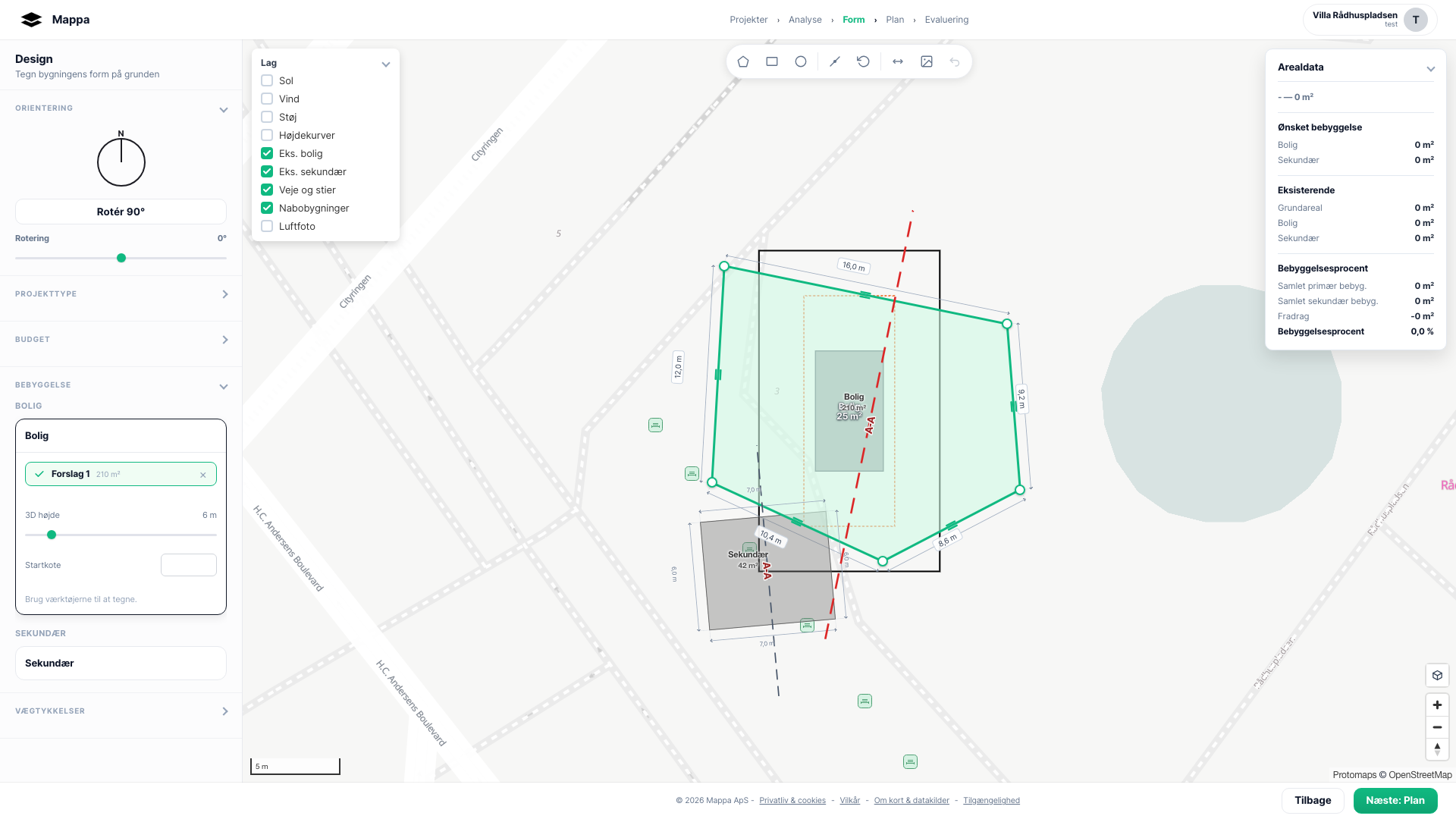 Mappa — bygning på matriklen med afstandskrav og datalag